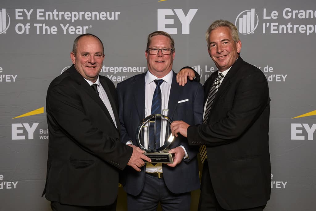 Dennis Kellner and his two partners as Finaliston on EOY Gala 2019