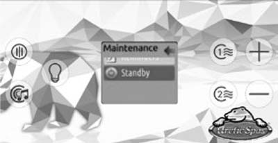 Control panel showing Maintenance menu with selected Standby option